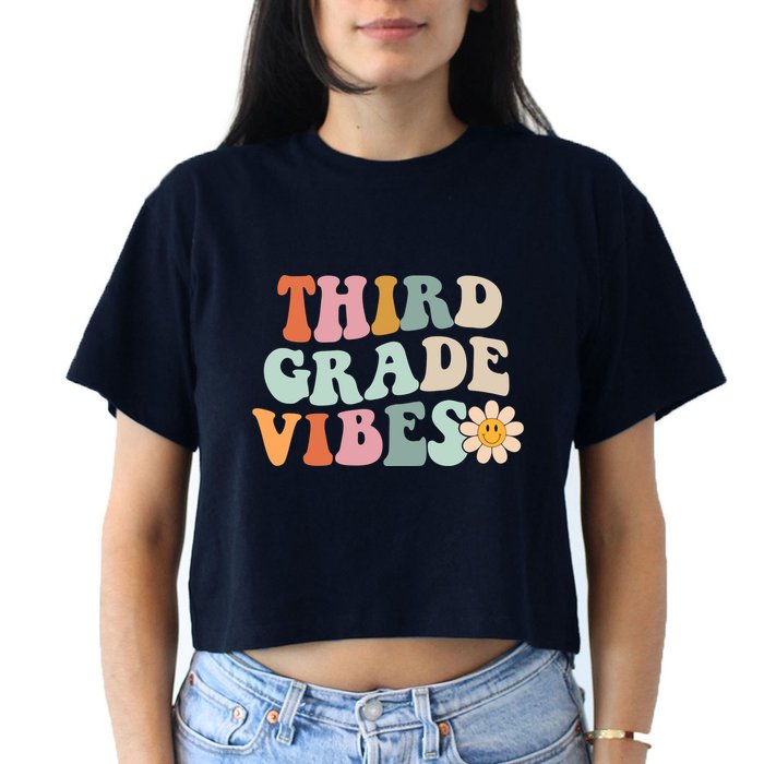 Third Grade Vibes 3rd Grade Retro Gnoovy Back To School Crop Top