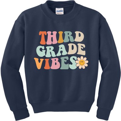 Third Grade Vibes 3rd Grade Retro Gnoovy Back To School Kids Sweatshirt