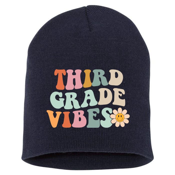 Third Grade Vibes 3rd Grade Retro Gnoovy Back To School Short Acrylic Beanie
