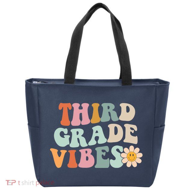 Third Grade Vibes 3rd Grade Retro Gnoovy Back To School Zip Tote Bag