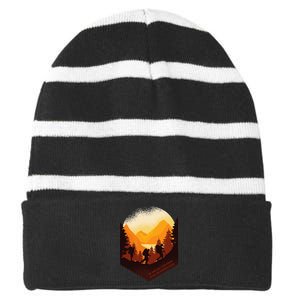 The Greatest View Comes After The Hardest Climb Hiking Striped Beanie with Solid Band