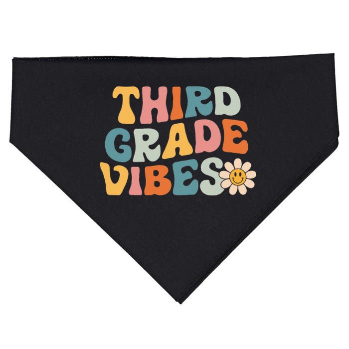 Third Grade Vibes 3rd Grade Team Retro 1st Day Of School USA-Made Doggie Bandana