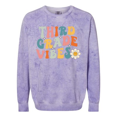 Third Grade Vibes 3rd Grade Team Retro 1st Day Of School Colorblast Crewneck Sweatshirt