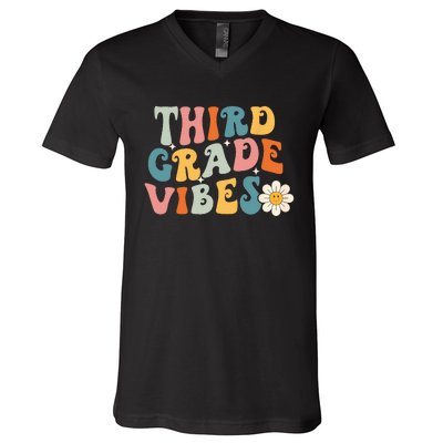 Third Grade Vibes 3rd Grade Team Retro 1st Day Of School V-Neck T-Shirt