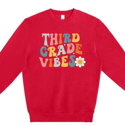 Third Grade Vibes 3rd Grade Team Retro 1st Day Of School Premium Crewneck Sweatshirt