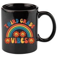 Third Grade Vibes Retro Groovy Third First Day Of School 11oz C Handle Ceramic Mug