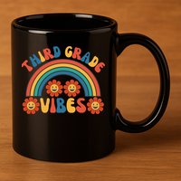 Third Grade Vibes Retro Groovy Third First Day Of School 11oz C Handle Ceramic Mug