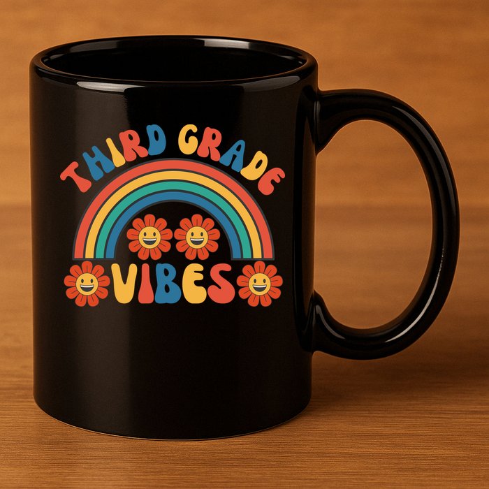Third Grade Vibes Retro Groovy Third First Day Of School 11oz C Handle Ceramic Mug