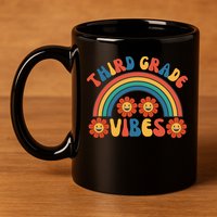 Third Grade Vibes Retro Groovy Third First Day Of School 11oz C Handle Ceramic Mug