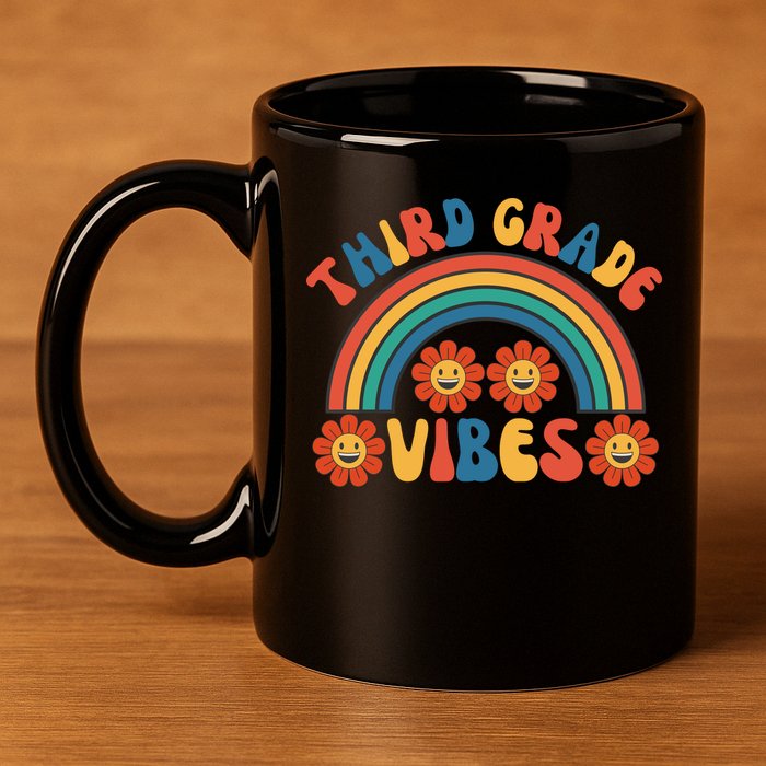 Third Grade Vibes Retro Groovy Third First Day Of School 11oz C Handle Ceramic Mug