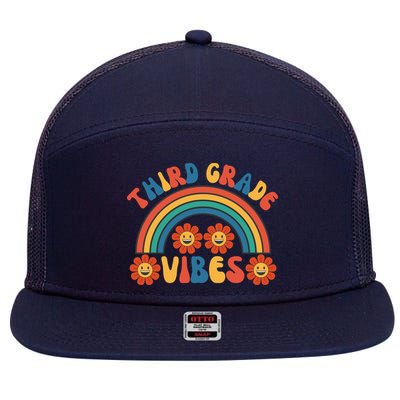 Third Grade Vibes Retro Groovy Third First Day Of School 7 Panel Mesh Trucker Snapback Hat