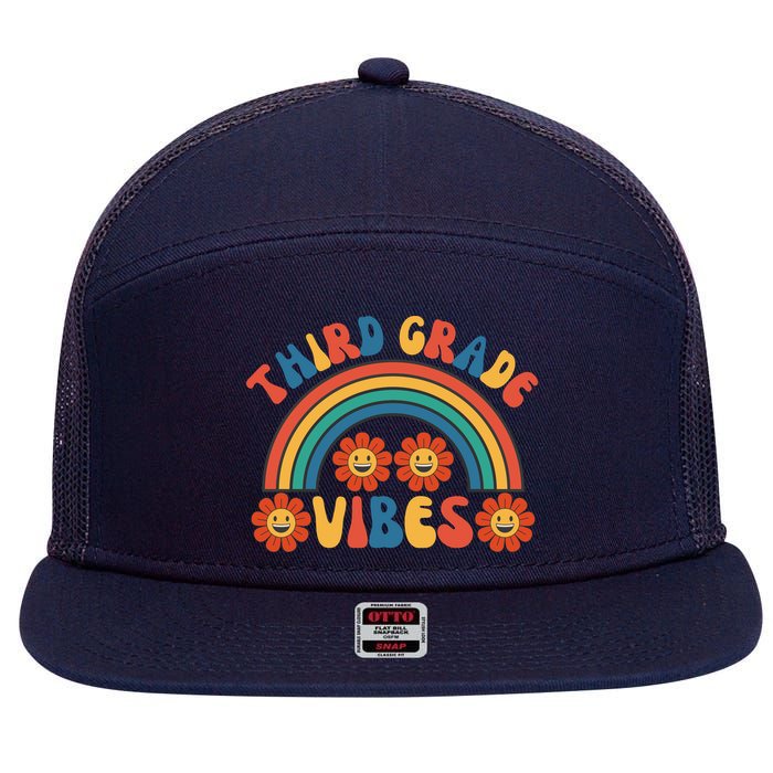 Third Grade Vibes Retro Groovy Third First Day Of School 7 Panel Mesh Trucker Snapback Hat