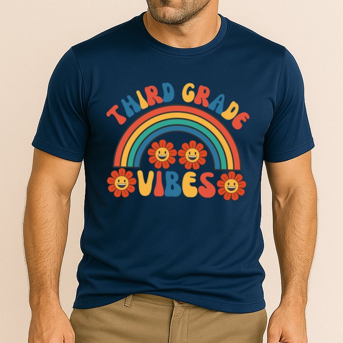 Third Grade Vibes Retro Groovy Third First Day Of School Performance Shirt