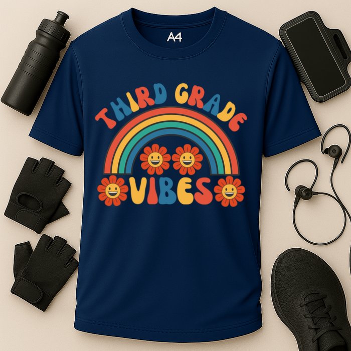 Third Grade Vibes Retro Groovy Third First Day Of School Performance Shirt