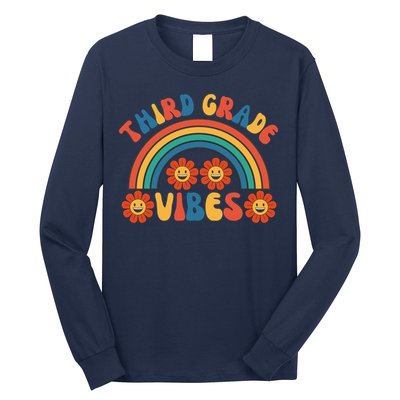 Third Grade Vibes Retro Groovy Third First Day Of School Long Sleeve Shirt
