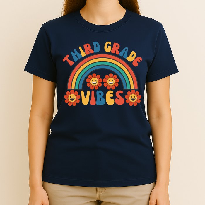 Third Grade Vibes Retro Groovy Third First Day Of School T-Shirt