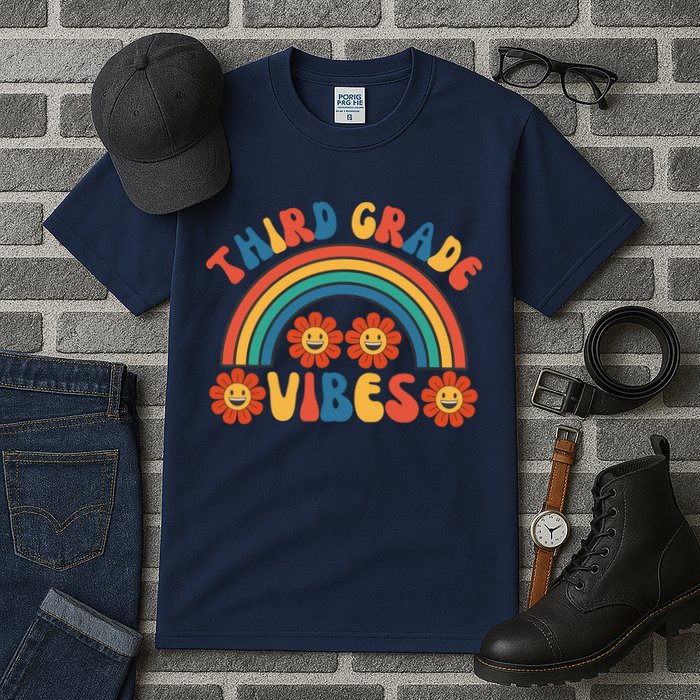 Third Grade Vibes Retro Groovy Third First Day Of School Tall T-Shirt