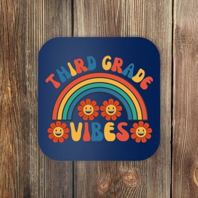 Third Grade Vibes Retro Groovy Third First Day Of School Coaster