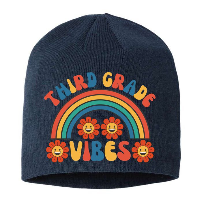 Third Grade Vibes Retro Groovy Third First Day Of School Sustainable Beanie