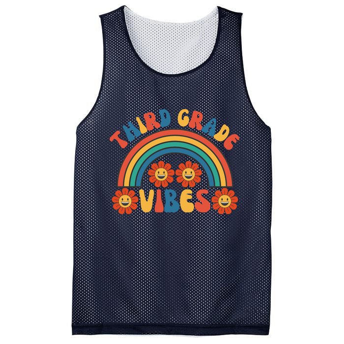 Third Grade Vibes Retro Groovy Third First Day Of School Mesh Reversible Basketball Jersey Tank