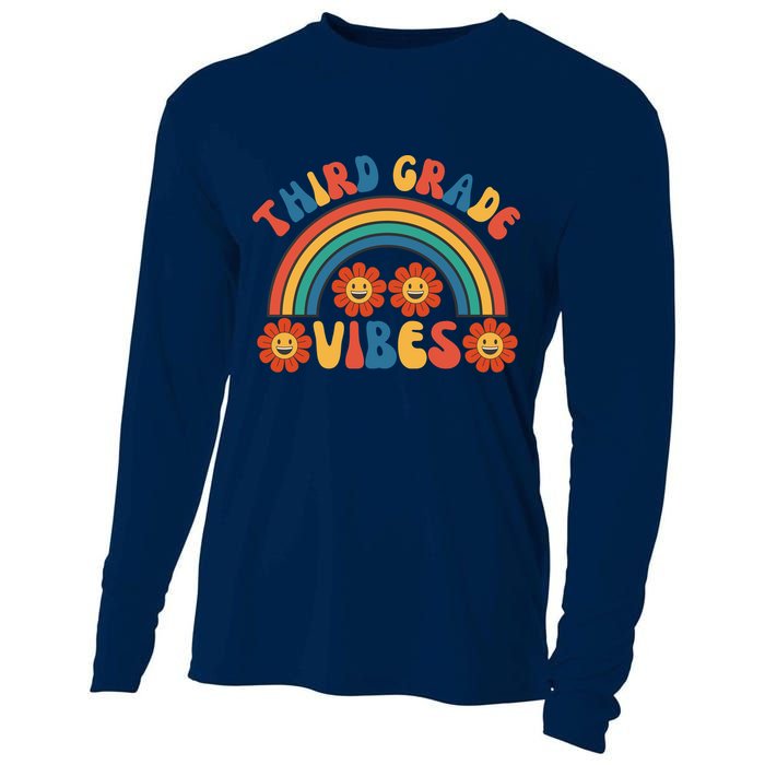 Third Grade Vibes Retro Groovy Third First Day Of School Cooling Performance Long Sleeve Crew