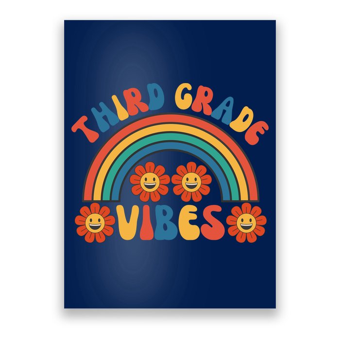 Third Grade Vibes Retro Groovy Third First Day Of School Poster