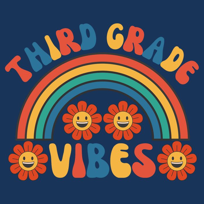 Third Grade Vibes Retro Groovy Third First Day Of School Poster