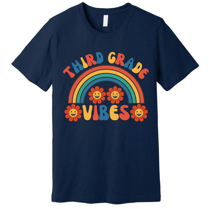 Third Grade Vibes Retro Groovy Third First Day Of School Premium T-Shirt