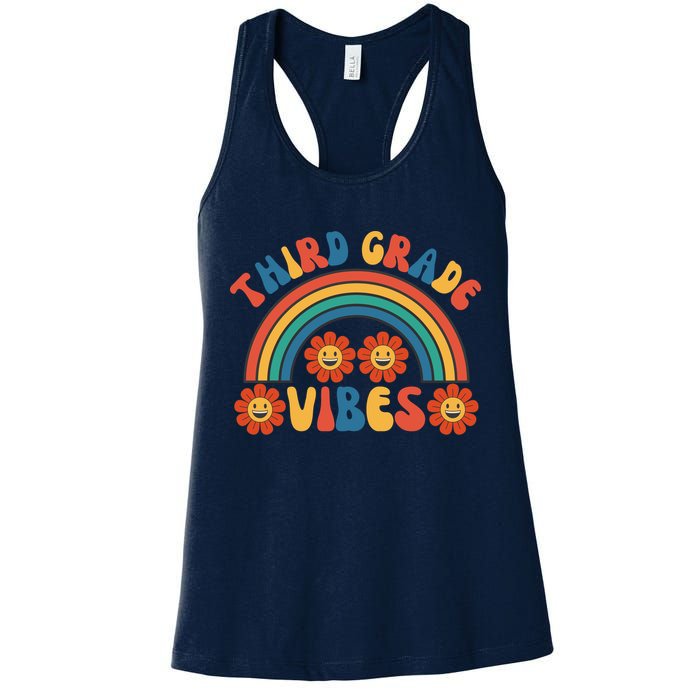 Third Grade Vibes Retro Groovy Third First Day Of School Womens Tank Top