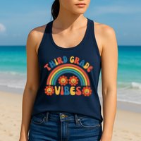 Third Grade Vibes Retro Groovy Third First Day Of School Womens Tank Top