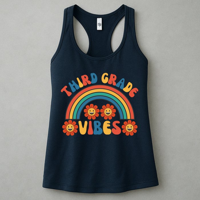 Third Grade Vibes Retro Groovy Third First Day Of School Womens Tank Top