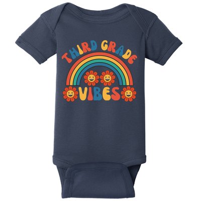 Third Grade Vibes Retro Groovy Third First Day Of School Baby Bodysuit