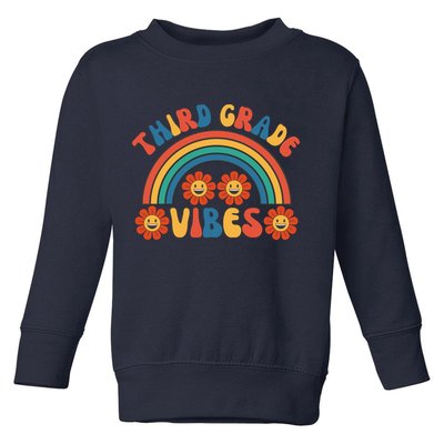 Third Grade Vibes Retro Groovy Third First Day Of School Toddler Sweatshirt