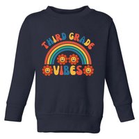 Third Grade Vibes Retro Groovy Third First Day Of School Toddler Sweatshirt