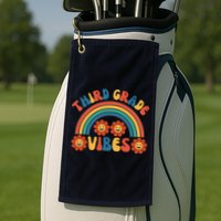 Third Grade Vibes Retro Groovy Third First Day Of School Golf Towel