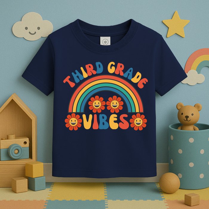 Third Grade Vibes Retro Groovy Third First Day Of School Toddler T-Shirt