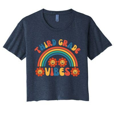 Third Grade Vibes Retro Groovy Third First Day Of School Crop Top