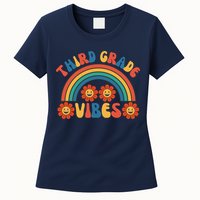 Third Grade Vibes Retro Groovy Third First Day Of School Womens T-Shirt