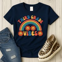Third Grade Vibes Retro Groovy Third First Day Of School Womens T-Shirt