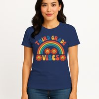 Third Grade Vibes Retro Groovy Third First Day Of School Womens T-Shirt
