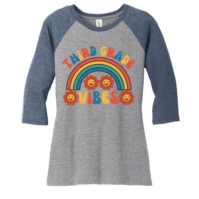 Third Grade Vibes Retro Groovy Third First Day Of School Women's Tri-Blend 3/4-Sleeve Raglan Shirt