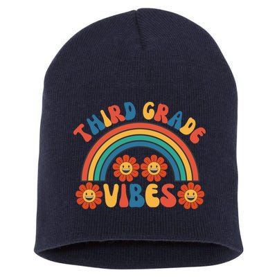 Third Grade Vibes Retro Groovy Third First Day Of School Short Acrylic Beanie