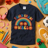 Third Grade Vibes Retro Groovy Third First Day Of School Kids T-Shirt