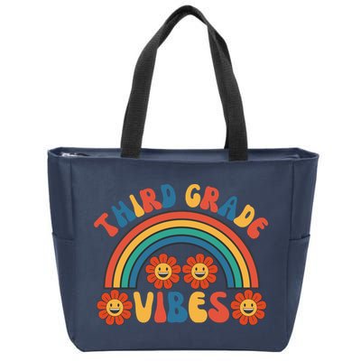 Third Grade Vibes Retro Groovy Third First Day Of School Zip Tote Bag