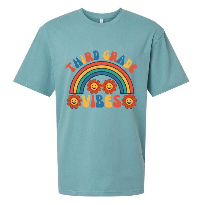 Third Grade Vibes Retro Groovy Third First Day Of School Sueded Cloud Jersey T-Shirt