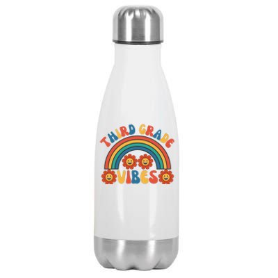 Third Grade Vibes Retro Groovy Third First Day Of School Stainless Steel Insulated Water Bottle