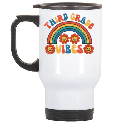 Third Grade Vibes Retro Groovy Third First Day Of School Stainless Steel Travel Mug