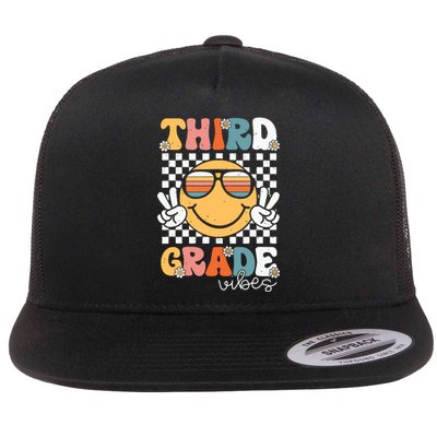 Third Grade Vibes Smile First Day Of School 3rd Grade Team Flat Bill Trucker Hat