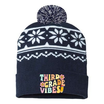 Third Grade Vibes 3rd Grade 1st Day Of School Teacher USA-Made Snowflake Beanie