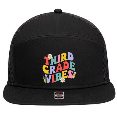 Third Grade Vibes Back To School 3rd Grade Team 1st Day 7 Panel Mesh Trucker Snapback Hat